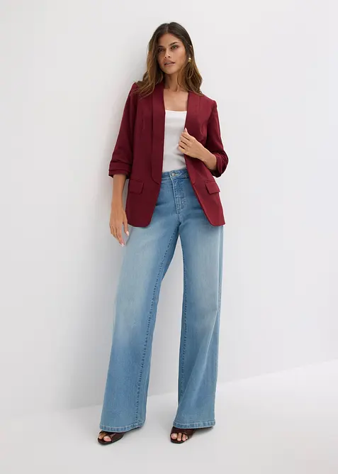 Blazer long &agrave; manches drap&eacute;es, bonprix