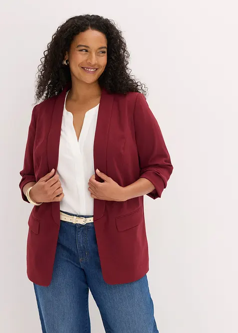 Blazer long &agrave; manches drap&eacute;es, bonprix