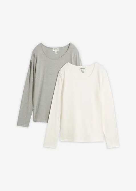 Lot de 2 T-shirts manches longues, bonprix