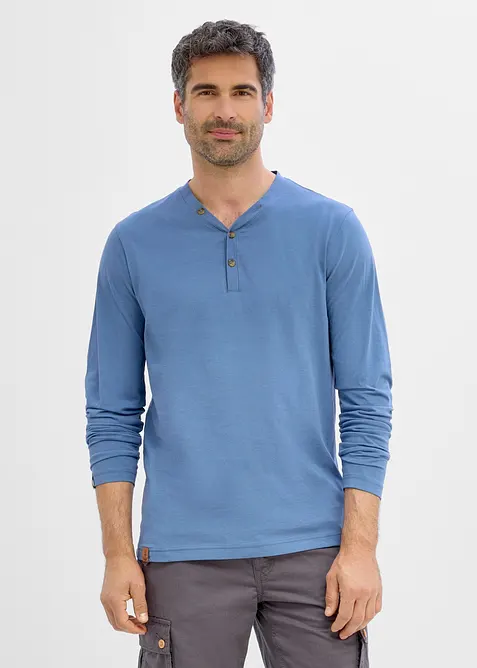 Langarm-Henleyshirt aus reiner Bio-Baumwolle (2er Pack), bonprix
