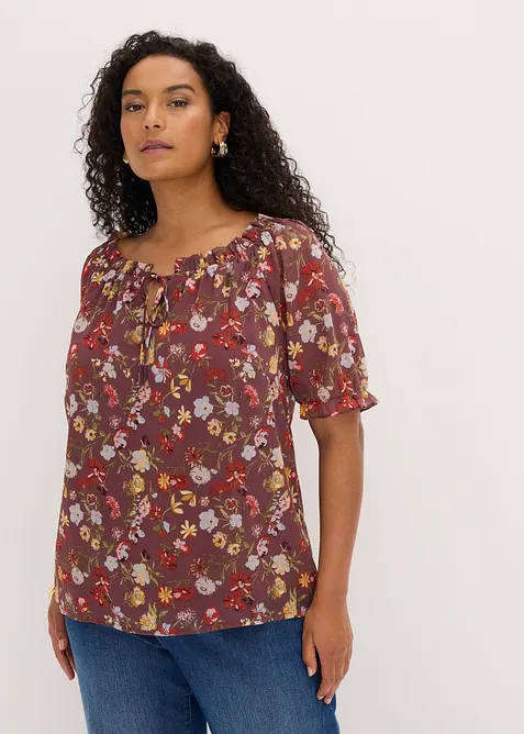 Blouse &agrave; encolure Bardot, bonprix
