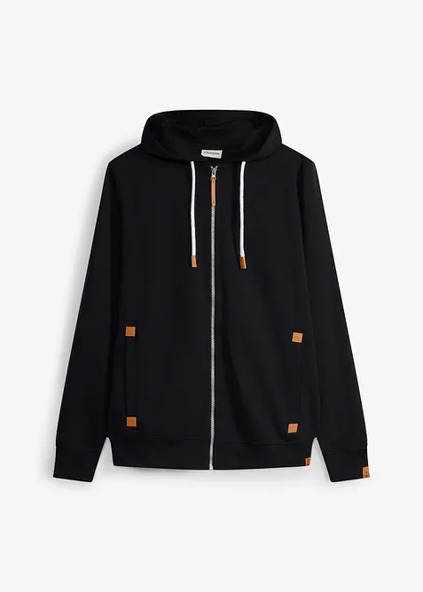 Kapuzen-Sweatjacke mit Lederimitat-Details, bonprix