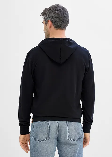 Kapuzen-Sweatjacke mit Lederimitat-Details, bonprix