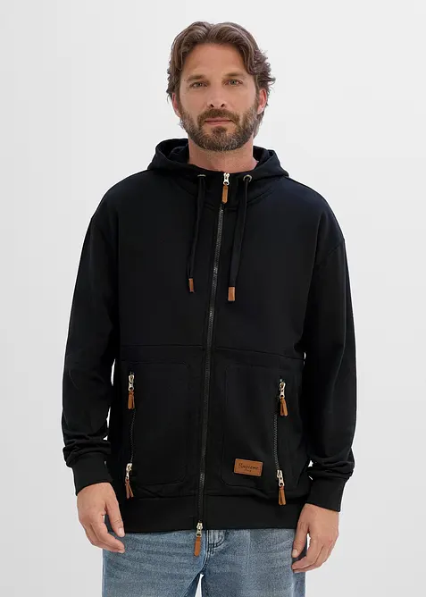 Kapuzen-Sweatjacke aus weichem Baumwoll-Mix, Loose Fit, bonprix