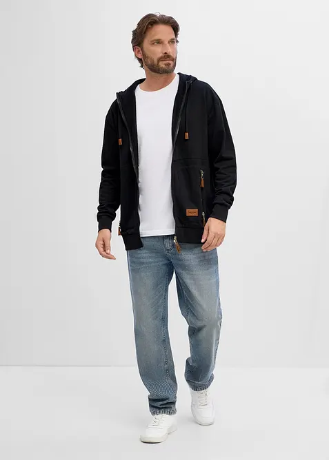 Kapuzen-Sweatjacke aus weichem Baumwoll-Mix, Loose Fit, bonprix