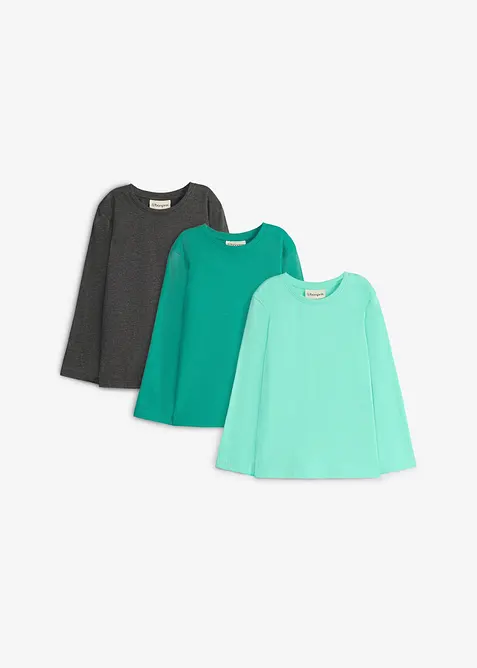 Langarmshirt mit Bio-Baumwolle (3er Pack), bonprix