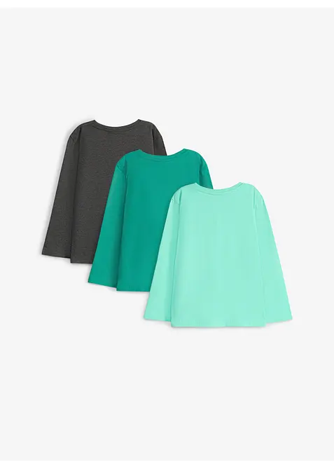 Langarmshirt mit Bio-Baumwolle (3er Pack), bonprix