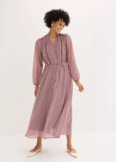 Chiffonkleid mit Kontrast-Pipings, bonprix