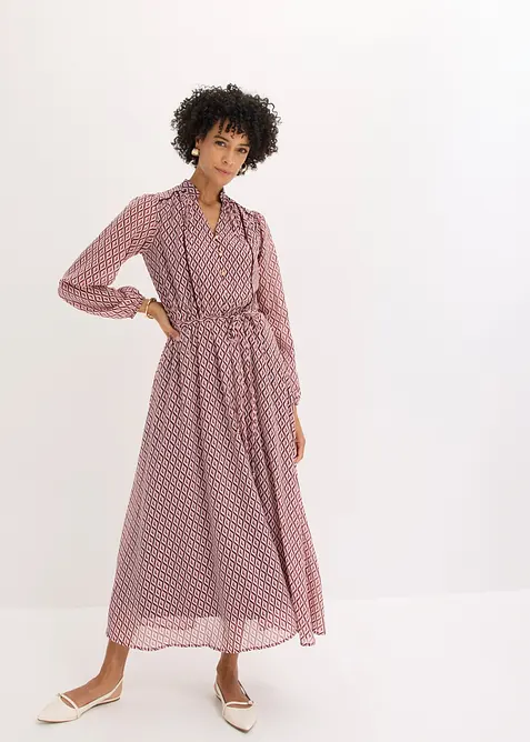 Chiffonkleid mit Kontrast-Pipings, bonprix