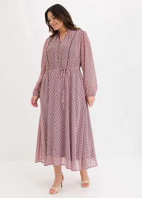 Robe en mousseline &agrave; passepoils contrastants, bonprix