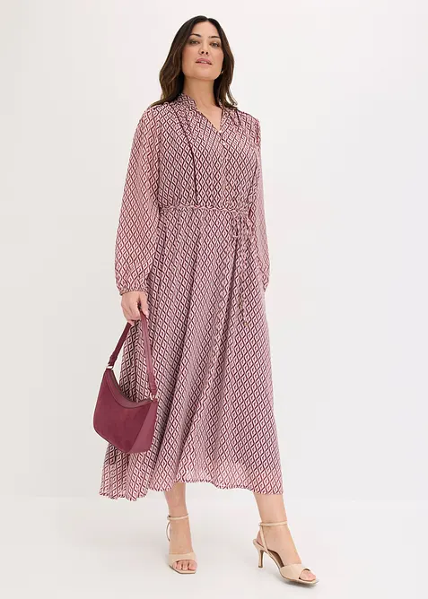 Robe en mousseline &agrave; passepoils contrastants, bonprix