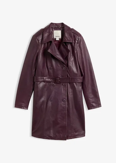 Leder-Trenchcoat aus Lammnappa, bonprix