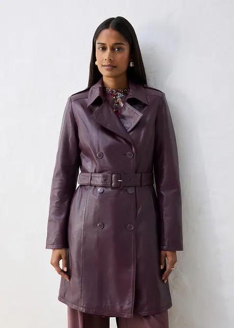 Leder-Trenchcoat aus Lammnappa, bonprix