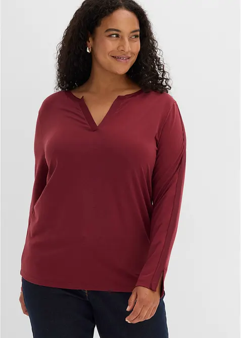 T-shirt manches longues avec empi&egrave;cement satin, bonprix