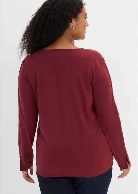 T-shirt manches longues avec empi&egrave;cement satin, bonprix