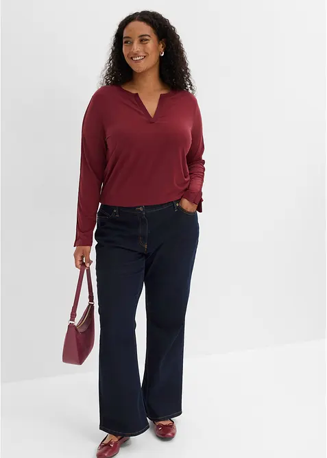 T-shirt manches longues avec empi&egrave;cement satin, bonprix