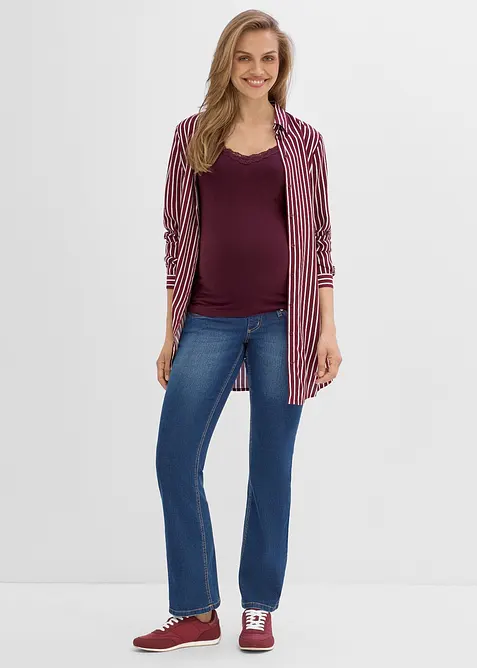 Lot de 2 tops de grossesse/allaitement &agrave; dentelle, bonprix