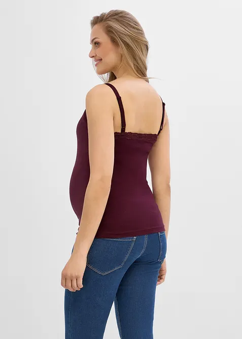 Lot de 2 tops de grossesse/allaitement &agrave; dentelle, bonprix