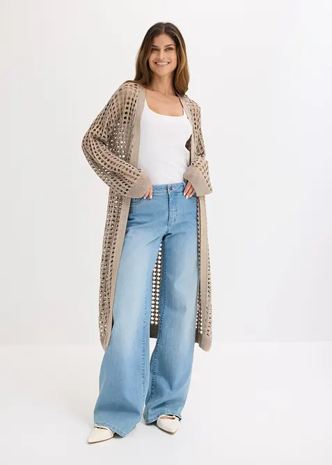 Strickmantel mit Lochstrickmuster, bonprix