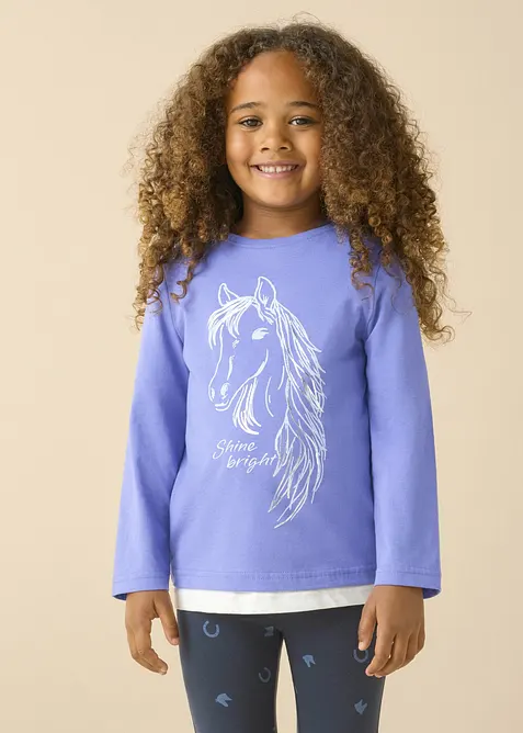 Lot de 2 T-shirts manches longues 100% coton, bonprix