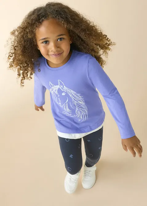 Lot de 2 T-shirts manches longues 100% coton, bonprix
