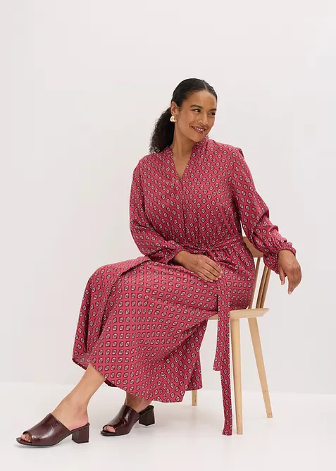 Robe-chemise avec ceinture &agrave; nouer, bonprix