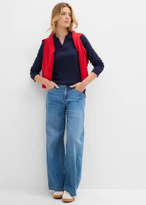 Polo manches longues 100% coton, bonprix