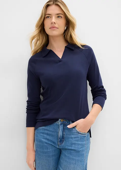 Polo manches longues 100% coton, bonprix
