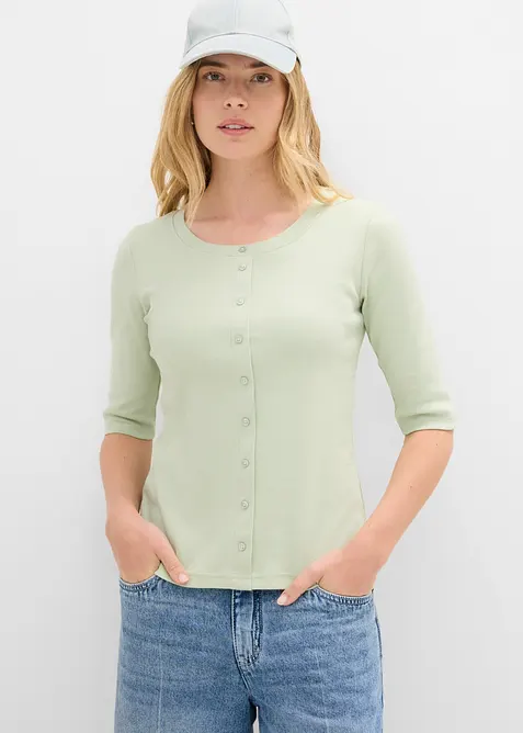 Shirt mit durchgehender Knopfleiste, bonprix