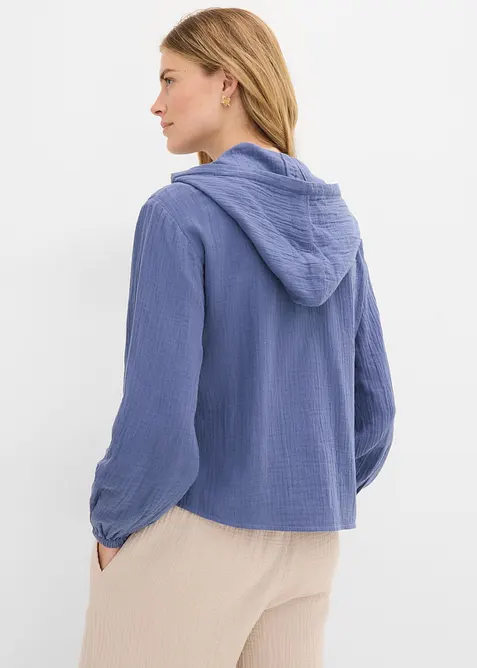 Chemisier &agrave; capuche en gaze 100% coton, bonprix