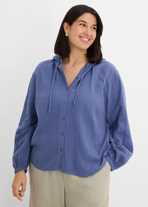 Musselin-Hoodie aus reiner Baumwolle, bonprix