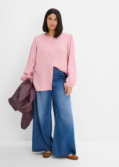 Oversize-Bluse aus softem Musselin, bonprix