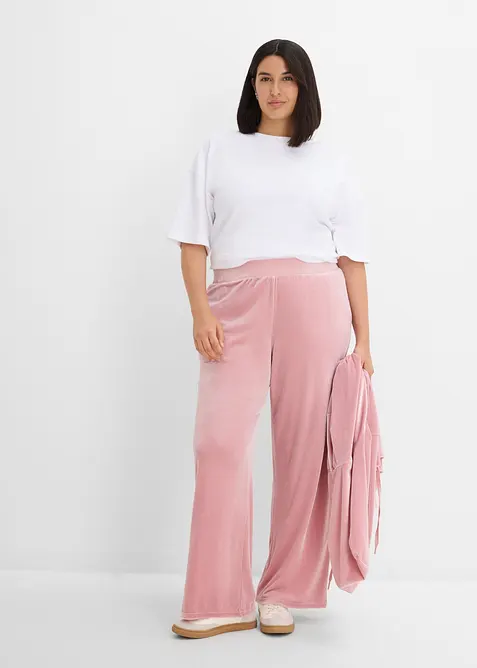 Pantalon en jersey velours, bonprix