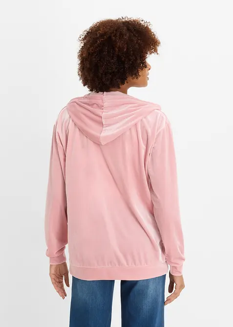 Sweat velours zipp&eacute; &agrave; capuche, bonprix
