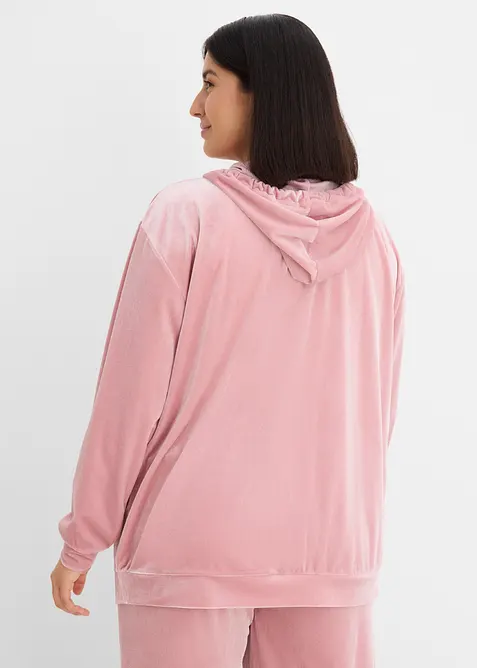 Sweat velours zipp&eacute; &agrave; capuche, bonprix