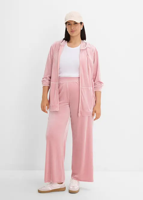 Sweat velours zipp&eacute; &agrave; capuche, bonprix