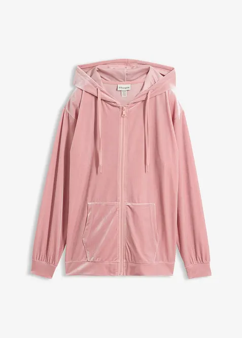 Sweat velours zipp&eacute; &agrave; capuche, bonprix