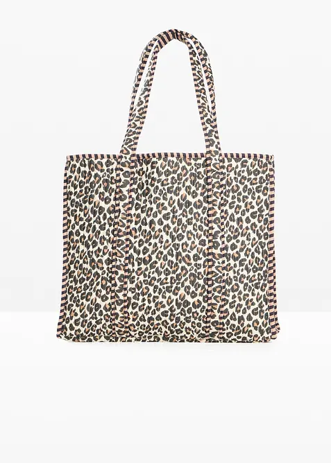 Cabas r&eacute;versible en coton &agrave; imprim&eacute; l&eacute;opard, bonprix