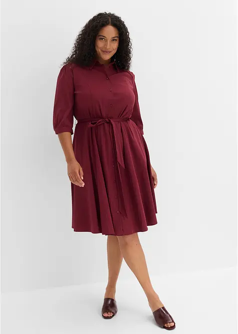 Robe-chemise avec dentelle et lien &agrave; nouer, bonprix