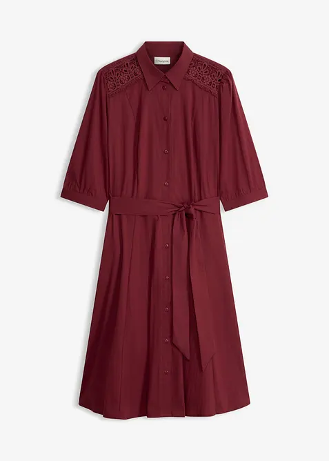 Robe-chemise avec dentelle et lien &agrave; nouer, bonprix