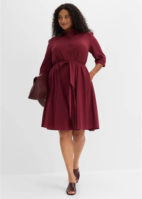 Robe-chemise avec dentelle et lien &agrave; nouer, bonprix