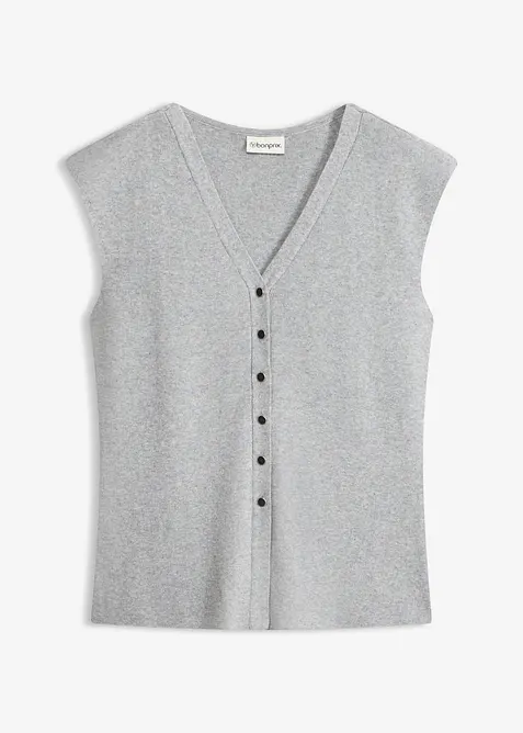 Gilet sans manches en maille, col en V, bonprix