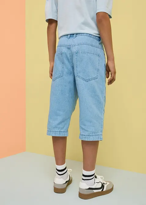 Bermuda loose en jean &agrave; taille r&eacute;glable, bonprix