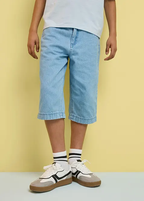 Bermuda loose en jean &agrave; taille r&eacute;glable, bonprix