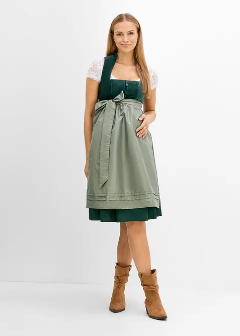 Umstands- Dirndl mit Samt-Mieder und Satin-Sch&uuml;rze (2-tlg.Set), bonprix