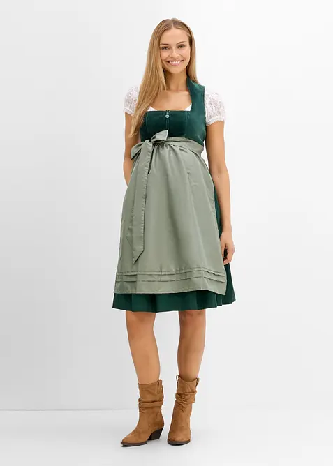 Umstands- Dirndl mit Samt-Mieder und Satin-Sch&uuml;rze (2-tlg.Set), bonprix