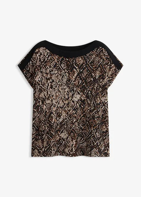 T-shirt avec bordure en satin, bonprix