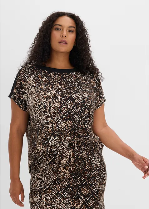 T-shirt avec bordure en satin, bonprix