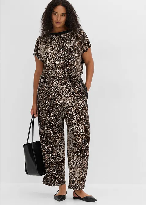 Pantalon en jersey avec bandes de satin, bonprix