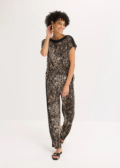 Pantalon en jersey avec bandes de satin, bonprix